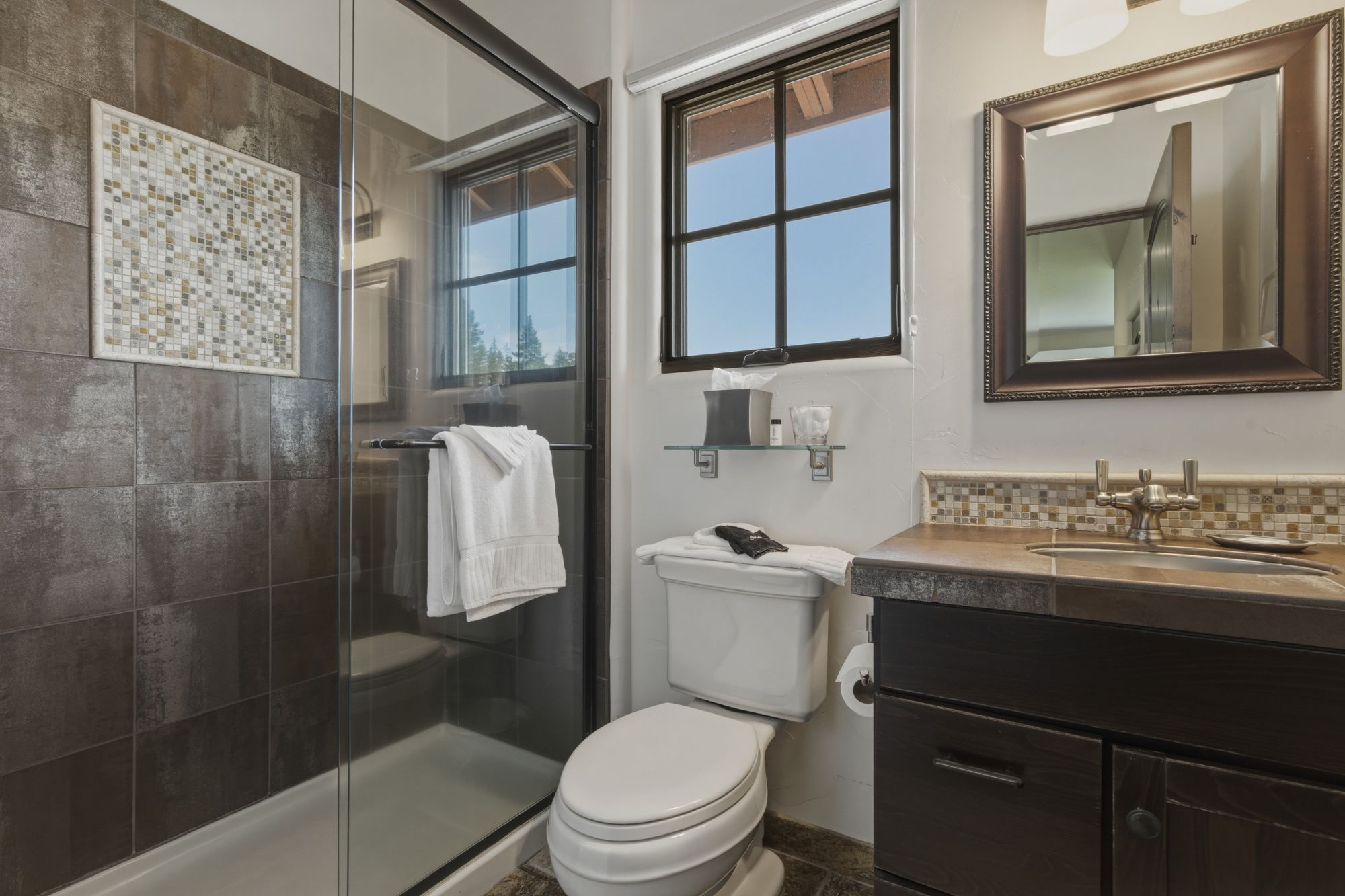 Carriage House bathroom with spacious walk in shower