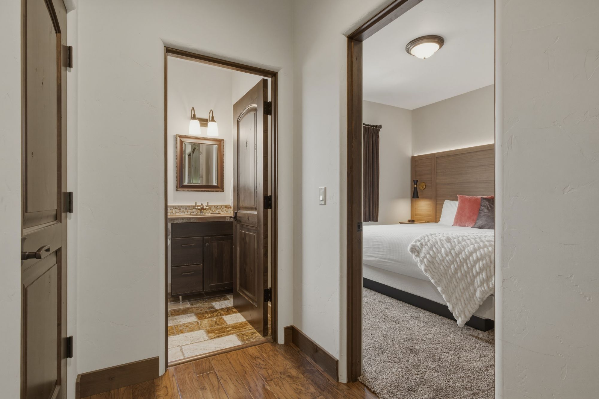 Carriage House hallway view of spacious accommodations