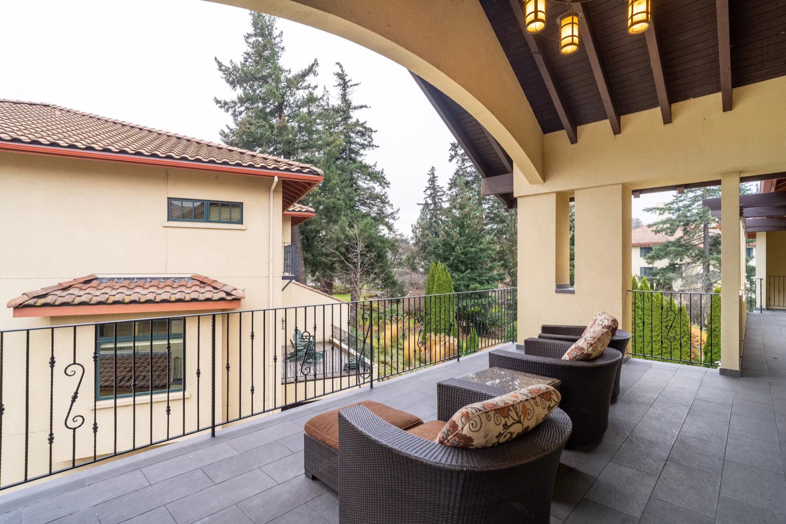 Patio with two armchairs